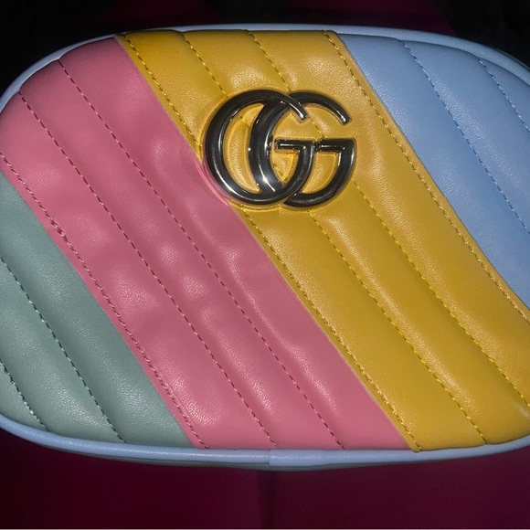 Gucci Pink and Yellow Cosmetic Bag with Quilted Design - Picture 2 of 6